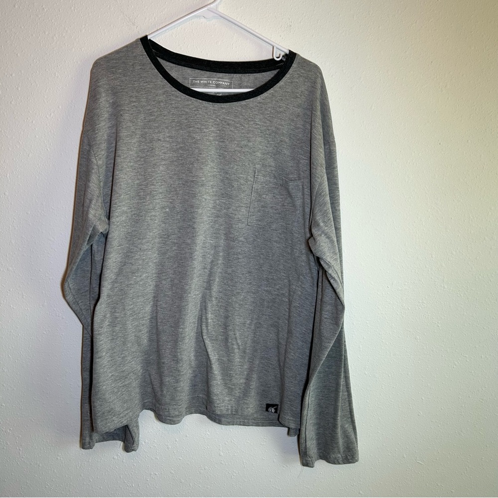 The White Company London Qatar Airways Business Class Pajama Top Sz L Gray